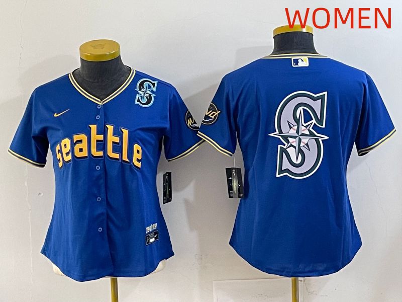 Women 2025 Seattle Mariners Blank Blue City Edition Nike MLB Jersey style 8->women mlb jersey->Women Jersey